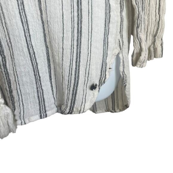 Billabong Women Hoodie Top M Blue White Washed Out Striped Beachy Coastal Hippie - Picture 7 of 10